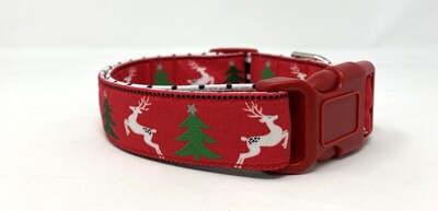 Deer and Pine Tree Winter Dog Collar - image3